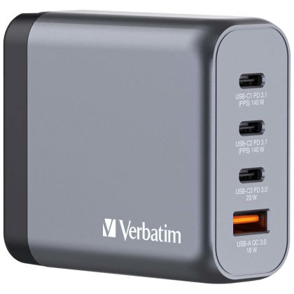 Charger Verbatim GNC-140 GaN Charger 4 Port 140W USB A/C(EU/UK/US)