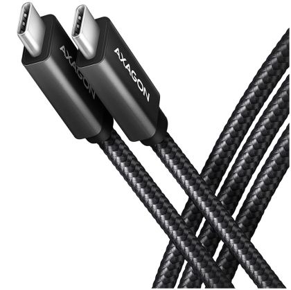 Axagon Data and charging USB 3.2 Gen 2 cable length 2 m. PD 100W, 5A, 4K HD video. Black braided.