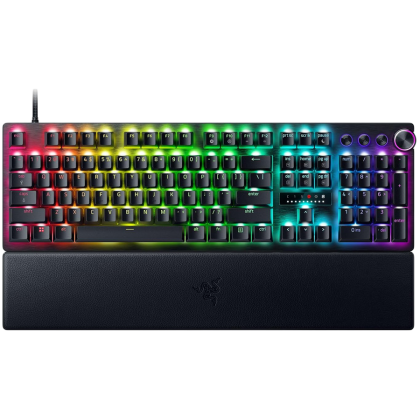 Huntsman V3 Pro - US Layout, Gaming Keyboard, Analog Optical Switch Gen-2, Razer Chroma RGB, Magnetic Firm Leatherette Wrist Rest, Multi-function Dial with 3 dedicated buttons, Detachable Type-C Cable, Doubleshot PBT Keycaps, 1000 Hz Polling Rate