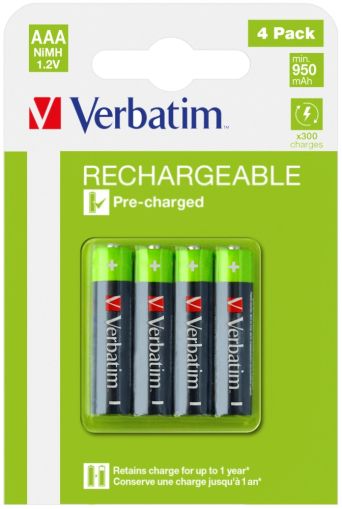 Battery Verbatim RECHARGEABLE BATTERY AAA 4 PACK / HR03