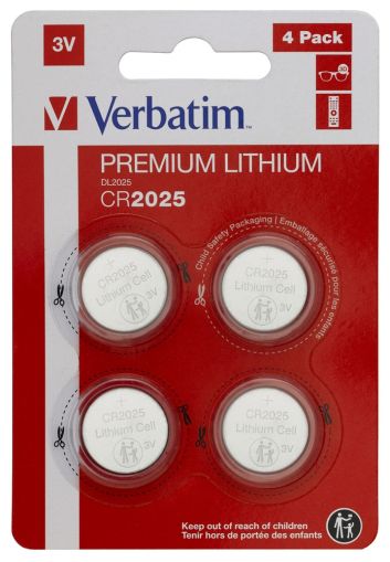 Battery Verbatim LITHIUM BATTERY CR2025 3V 4 PACK