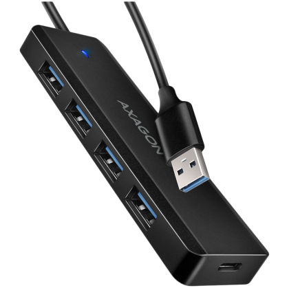 AXAGON HUE-C1A 4x USB3.2 Gen 1 Travel hub, USB-C power IN, cu. Cablu tip A de 20 cm