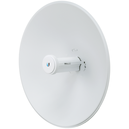 Ubiquiti airMAX PowerBeam 5AC, High-performance 5 GHz Point-to-Point (PtP) bridge with integrated dish reflector, 5 GHz, 15+ km link range, 450+ Mbps throughput, Dedicated spectral analysis radio, Dedicated WiFi management radio, 1 x GbE RJ45 port