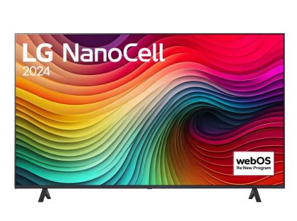 Телевизор LG 55NANO81T3A, 55" 4K HDR Smart Nano Cell TV, 3840x2160, DVB-T2/C/S2, AI Alpha 5 Gen7, HDR 10 PRO, webOS 24, ThinQ AI, WiFi, Clear Voice, AI Upscaling, Bluetooth, Hdmi, CI, LAN, AirPlay2, SPDIF, 2 Pole stand, Silver