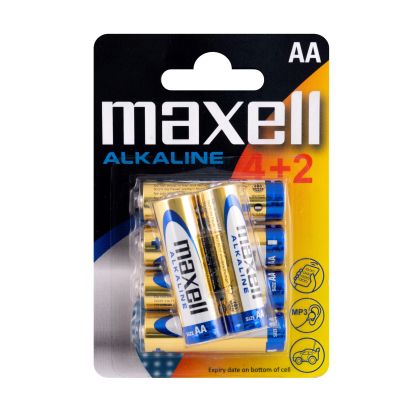 Alkalin pil MAXELL AA, LR-6, 4+2 adet. pakette, 1,5V