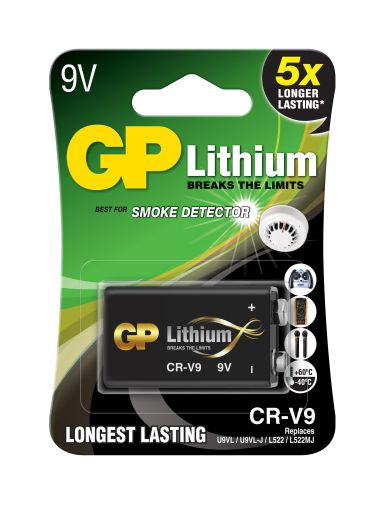 Lityum pil GP CRV9 9V 1 adet. kabarcıklı paket /duman dedektörleri için/