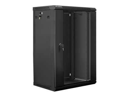 Комуникационен шкаф Lanberg rack cabinet 19” wall-mount 18U / 600x450 for self-assembly (flat pack), black