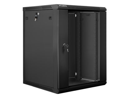 Комуникационен шкаф Lanberg rack cabinet 19” wall-mount 15U / 600x600 for self-assembly (flat pack), black