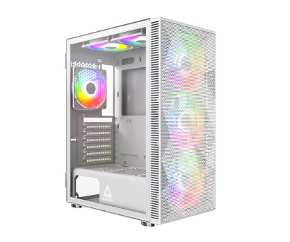 Montech кутия X3 MESH, Mid-tower Case, TG, 6 fixed RGB Fans, White