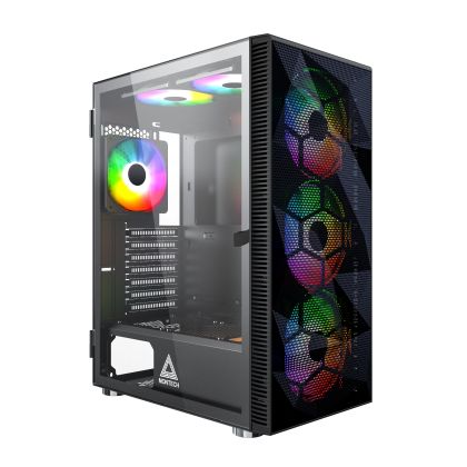 Montech кутия X3 MESH, Mid-tower Case, TG, 6 fixed RGB Fans, Black