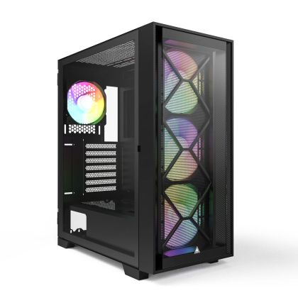 Montech кутия AIR 1000 PREMIUM, Mid-tower Case, TG, 2 Front Panels, 4x120mm ARGB Fans, Black