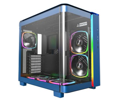 Montech кутия KING 95 Pro, Dual Chamber Mid-tower Case, 6 ARGB Fans, 2 Front Panels, Prussian Blue