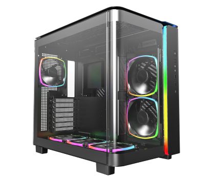 Montech кутия KING 95 Pro, Dual Chamber Mid-tower Case, 6 ARGB Fans, 2 Front Panels, Black
