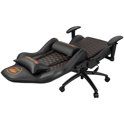 COUGAR OUTRIDER - Black, Gaming Chair, Premium PVC Leather, Head and Lumbar Pillow, High Density Shaping Foam, Continuous 180º Reclining, Adjustable Tilting Resistancer, 2 Direction Adjustable armrest, Full Steel Frame, Class 4 Gas Lift Cylinder