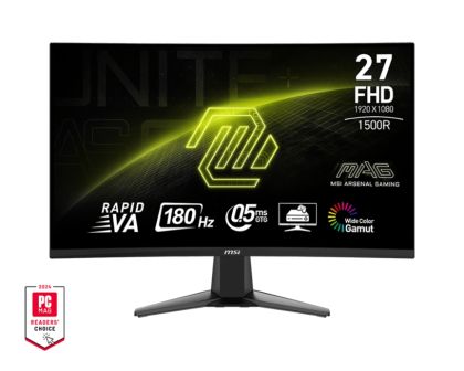 Монитор MSI MAG 27C6F, 27", Rapid VA, 180Hz, 0.5ms, VRR, CEC, CONSOLE MODE, 1920x1080 FHD, Curved, Anti-glare, Adaptive-sync, Frameless, Anti-Flicker, LBL, 250 nits, 3000:1, 100M:1, 1x Display Port (1.2a), 2x HDMI (2.0b), Headphone out, Tilt, FRAMELESS, V