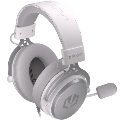 Endorfy Viro Plus USB Onyx White Gaming Headset, 53mm Driver, Memory Foam, USB 7.1 Sound Card, Detachable Microphone, Extra Earpads, 3.5mm Audio Jack, 2 Year Warranty