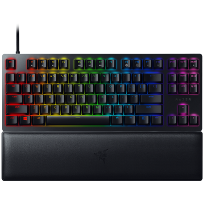 Razer Huntsman V2 Tenkeyless, Optical Gaming Keyboard (Linear Red Switch), US Layout, Doubleshot PBT Keycaps, Sound Dampening Foam, Razer Chroma™ RGB, Up to 8000Hz polling rate, Aluminum matte top plate