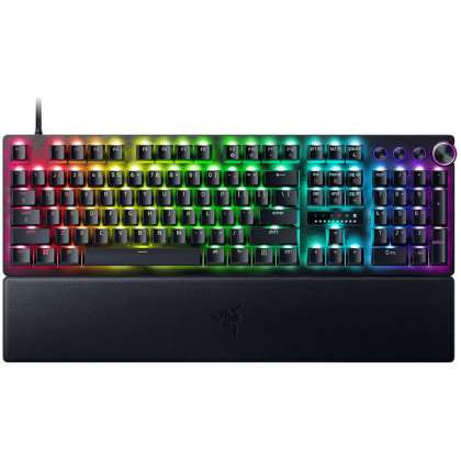 Huntsman V3 Pro - Aspect SUA, tastatură pentru jocuri, comutator optic analog Gen-2, Razer Chroma RGB, suport pentru încheietura mâinii din piele fermă magnetică, cadran multifuncțional cu 3 butoane dedicate, cablu de tip C detașabil, taste PBT Doubleshot