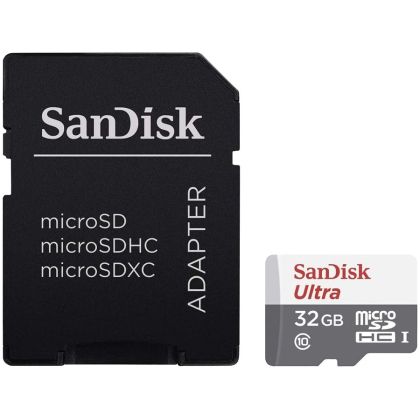 SanDisk Ultra microSDHC 32 GB + SD Adaptör 100 MB/sn Sınıf 10 UHS-I, EAN: 619659184377