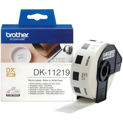 Консуматив Brother DK-11219 Round Paper 1/2" label 12mm x 12mm x 1200 (Black on White)