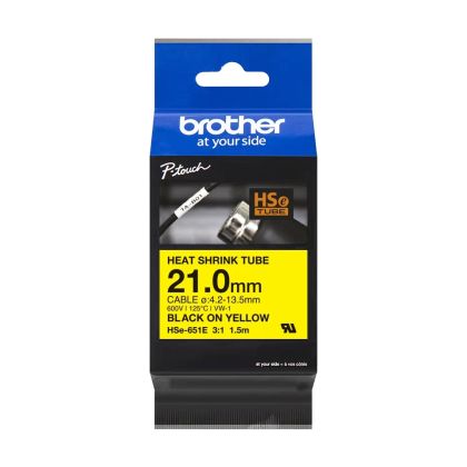 Консуматив Brother HSe-651E 21mm Black on Yellow Heat Shrink Tape