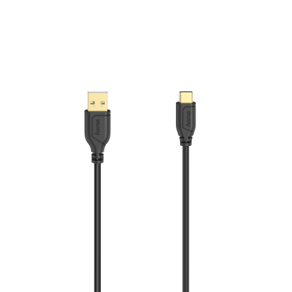 Hama Flexi-Slim Charging/Data Cable, USB Type-C - USB 2.0, 0.75 m, black