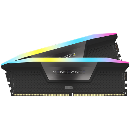 CORSAIR VENGEANCE RGB DDR5 64GB (2x32GB) DDR5 6000 CL30-36-36-76 1.4V Std PMIC Intel XMP Memory- Black, EAN: 0840006672432