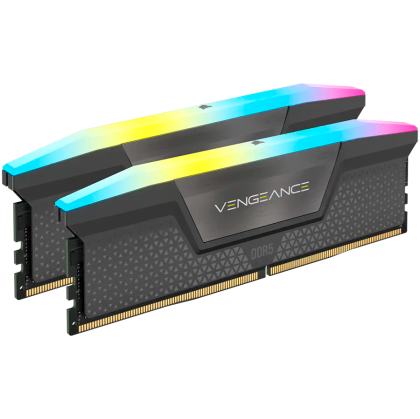 Corsair DDR5, 6000MT/s 32GB 2x16GB DIMM, Unbuffered, 30-36-36-76, Std PMIC, AMD EXPO, VENGEANCE RGB DDR5 Cool Gray Heatspreader, Black PCB, 1.4V, EAN:0840006600107