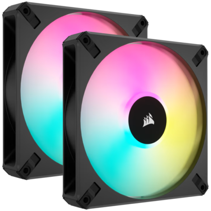 Corsair AF ELITE Series, AF140 RGB ELITE, 140mm Fluid Dynamic RGB Fan with AirGuide, Dual Pack with Lighting Node CORE, EAN:0840006662280