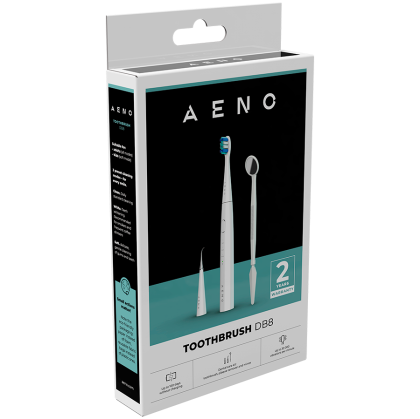 AENO Sonic Electric toothbrush, DB8: White, 3modes, 3 brush heads + 1 cleaning tool, 1 mirror, 30000rpm, 100 days without charging, IPX7