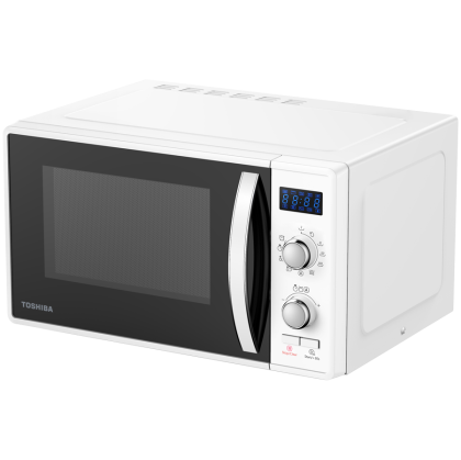 Toshiba MW2-AG23P(WH) 3-in-1 Microwave Oven with Grill and Combination Hob, 23 Litres, Rotating Plate with Storage, Timer, Built-in LED Lights, 900 W, Grill 1050 W, Pizza Programme, White Size: 485 x 403 x 296