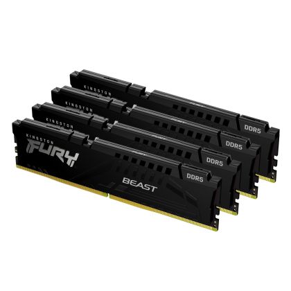 Memory Kingston FURY Beast Black 128GB(4x32GB) DDR5 5200MHz CL40 KF552C40BBK4-128