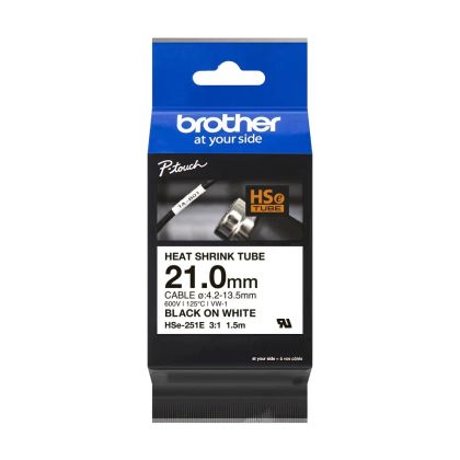 Консуматив Brother HSe-251E 21mm Black on White Heat Shrink Tape