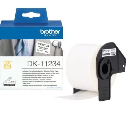 Консуматив Brother DK-11234 Adhesive Visitor Badge Label Roll – Black on White, 60mm x 86mm