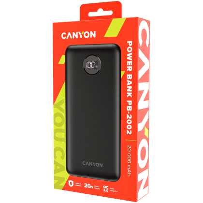 CANYON power bank PB-2002 LED 20000 mAh PD 20W QC 3.0 Black