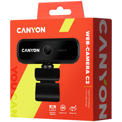 CANYON web kamerası C2 HD 720P Siyah