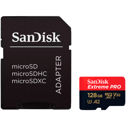 SanDisk Extreme PRO microSDXC 128GB + SD Adapter + 2 years RescuePRO Deluxe up to 200MB/s & 90MB/s Read/Write speeds A2 C10 V30 UHS-I U3, EAN: 619659188528