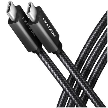 Axagon Data and charging USB 3.2 Gen 2 cable lengh 1 m. PD 100W, 5A, 4K HD video. Black braided.