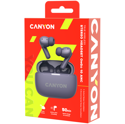 CANYON headset OnGo TWS-10 ANC+ENC Purple