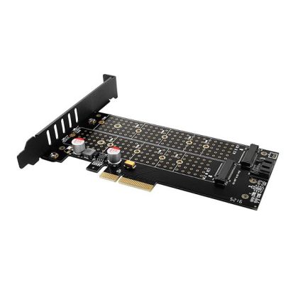 AXAGON PCEM2-DC PCI-E 3.0 4x - ÇİFT M.2 SSD (NVMe + SATA), çift voltaj, 110 mm'ye kadar SSD, fan + soğutucu