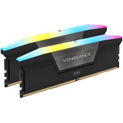 Corsair DDR5, 5600MT/s 32GB 2x16GB DIMM, Unbuffered, 40-40-40-77, XMP 3.0, VENGEANCE RGB DDR5 Black Heatspreader, RGB LED, 1.25V