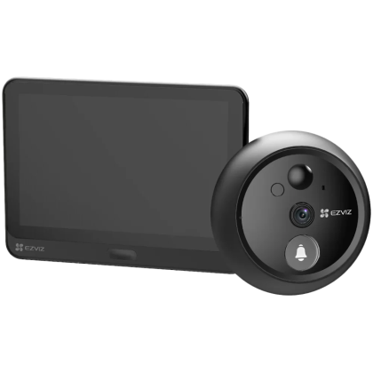 Ezviz HP4 Wi-Fi Kapı Zili + 4,3 m"Ekran, 1/3//" Aşamalı Tarama CMOS, 2,0 mm @F2,2, görüntüleme açısı (diyagonal)155°, H.265, 15 fps, 1920 x 1080, Çift Yönlü konuşma, 3 m'ye kadar IR, 4600 mAh pil, mikro SD (maks. 512 GB), dahili montaj için