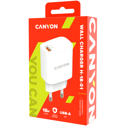 CANYON charger H-18-01 QC 3.0 18W USB-A White