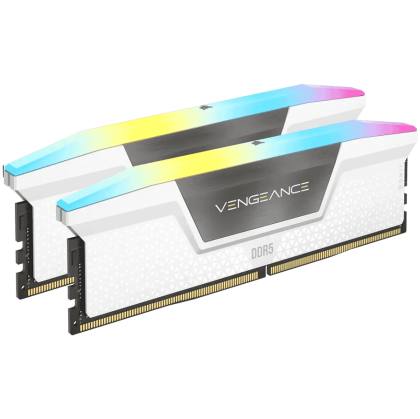 Corsair DDR5, 5200MT/s 32GB 2x16GB DIMM, Unbuffered, 40-40-40-77, XMP 3.0, VENGEANCE RGB DDR5 White Heatspreader, RGB LED, 1.25V