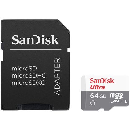 SanDisk Ultra microSDXC 64 GB + SD Adaptör 100 MB/sn Sınıf 10 UHS-I, EAN: 619659185060