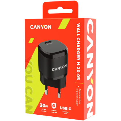 CANYON charger H-20-05 PD 20W USB-C Black