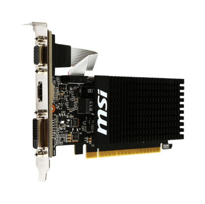 MSI NVIDIA GeForce GT 710, 2048MB DDR3, 64-bit, 12.8 GB/s, 1600 Mbps Effective Memory Speed, 954 MHz Clock, PCI Express 2.0, HDMI 1.4, Dual-link DVI-D, D-Sub, 300W Recommended PSU