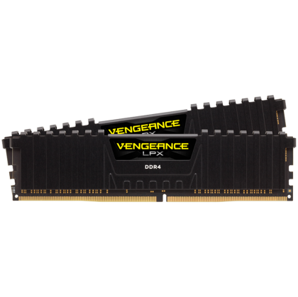 Corsair DDR4, 3200MHz 16GB 2x8GB DIMM, Unbuffered, 16-18-18-36, SPD base 2666, XMP 2.0, Vengeance LPX Black Heatspreader, Black PCB, 1.35V, for Ryzen/AM4