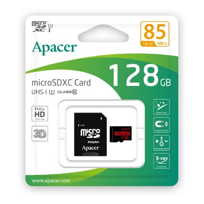 Apacer карта памет microSDXC 128GB UHS-I U1 Class 10, Adapter - AP128GMCSX10U5-R