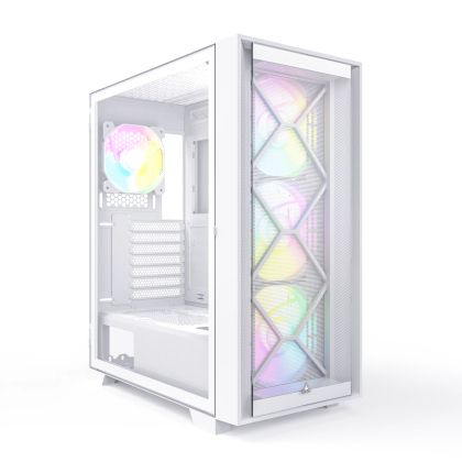 Montech AIR 1000 PREMIUM, Mid-tower Case, TG, 2 Front Panels, 4x120mm ARGB Fans, White